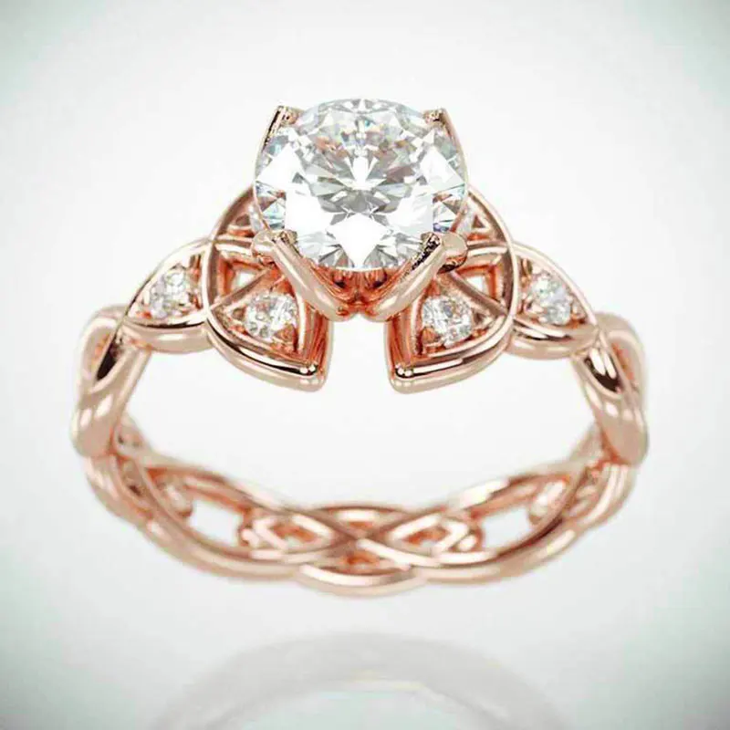 

CZ Stone Ring Jewelry Bague Femme Fashion Rose Gold Color Leaf Crystal Wedding Rings for Women Jewelry Drop Shipping Gift