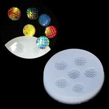 

JAVRICK 12mm Round Fish Scales Bead UV Resin Casting Mold Silicone Mold Jewelry Making 5x 1cm