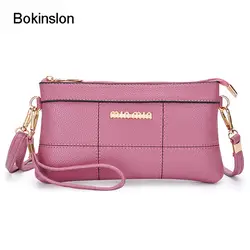Bokinslon женский кошелек брендовый дизайнерский Элегантный PU кожаный повседневный кошелек для девочек сплошной цвет прошитый длинный