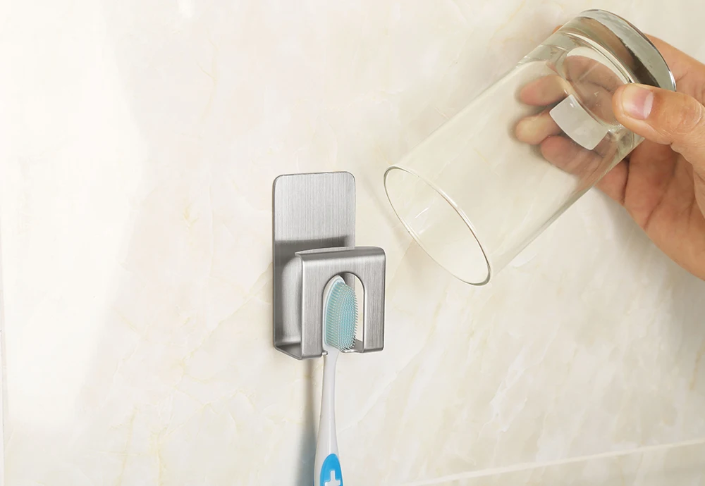 Stainless Steel Toothbrush Electric Toothbrush Holder Rustproof Polished Organizer Sticky Wall Mounted Bathroom Hanger Shelf7