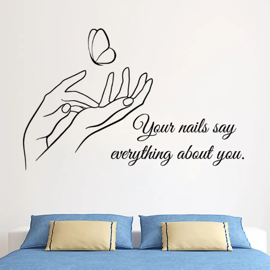 

Nails Style Wall Sticker Removable Vinyl Manicure Art Wall Decal Nails Shop Wall Window Mural Beauty Salon Quote Decor AY1093