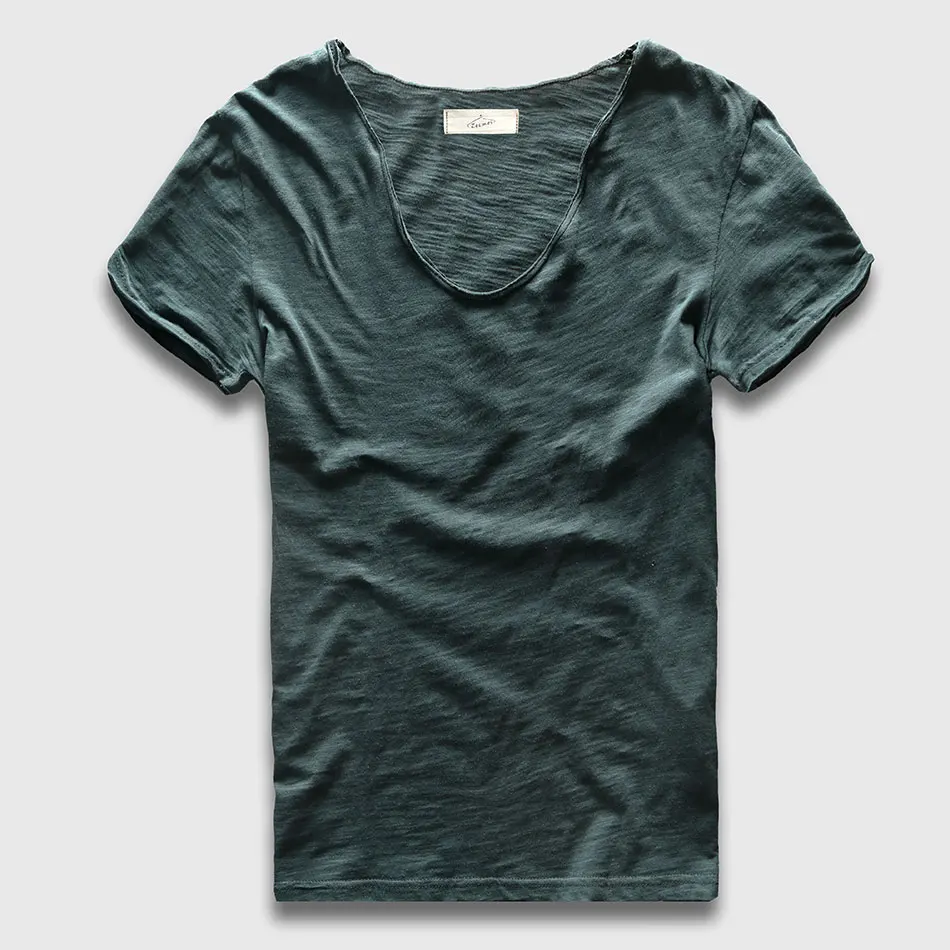 Zecmos брендовая мужская футболка простая хип-хоп модная повседневная XXXL Футболка с v-образным вырезом Swag для мужчин с коротким рукавом мужские футболки - Цвет: Dark Green