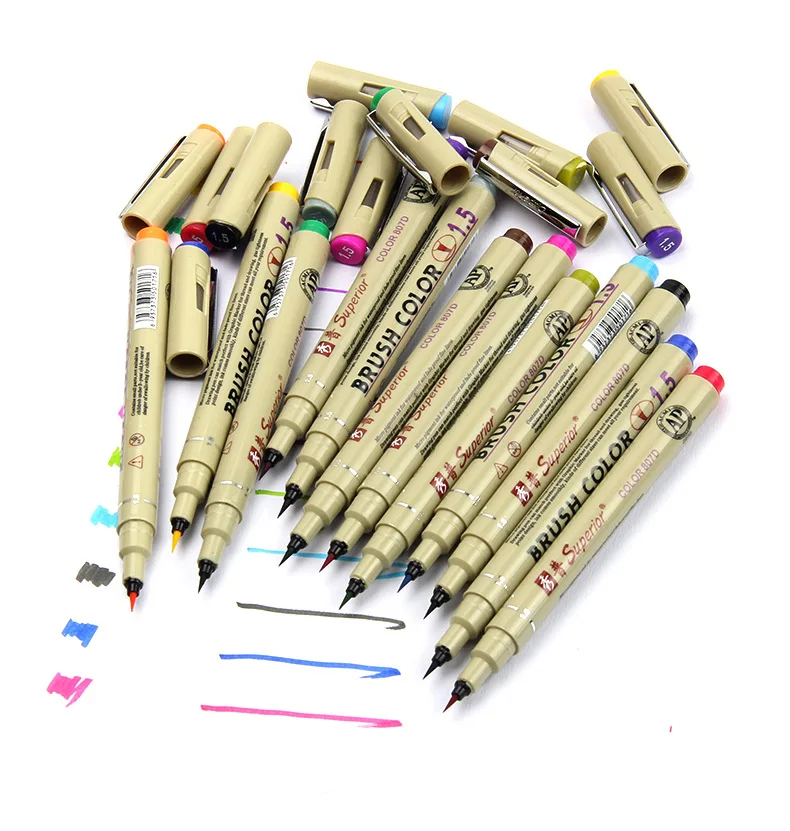 12 цветов s/набор, кисть для письма, мягкая ручка, водный цвет, художественный маркер, ручка, эффект, лучше всего подходит для взрослых, цветные книги, манга, комическая каллиграфия