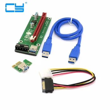 

60 cm PCIE PCI-E 1x a 16x Expresso Riser Cartao SATA 4pin fonte de Alimentacao com USB 3.0 Cabo De Dados Para Maquina Minei