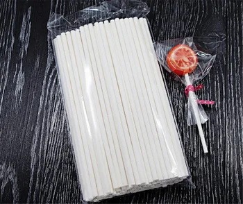 

100 pcs/lot Food-Grade Solid White Pop Sucker Sticks Chocolate Cake Lollipop Lolly Sugar Candy Paper Stick