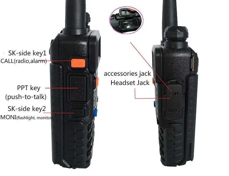 2 шт. BAOFENG UV-5R v5r hf трансивер для прогулки разговора vox sos светодиодный фонарик fm радио связь 10 км Охота 2 способ радио