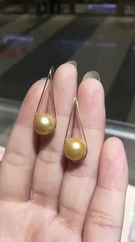 

set pair of tahitian 10-11mm gold pearl round pearl earring 18k