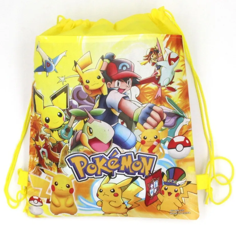12 шт. 34*27 см Pokemon Go Нетканая сумка тканевый рюкзак на шнурке, школьный рюкзак подарочные сумки - Цвет: C
