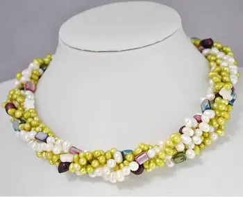 

Luck Pearl Jewellery,Multicolor 5Rows Genuine Freshwater Pearl Shell Necklace,New Fashion Women Chirstmas Gift Necklace