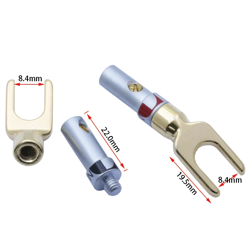 2шт/1 пара "Y" "U" Лопата Разъем типа банан разъемы Позолоченные винты-тип пайки вилка динамик переходник для вилки типа «банан» R разъем
