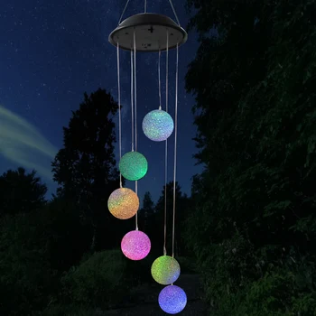 

6Leds Ball Hanging Multicolor Solar Wind Chimes decorative LED Light For Window Party Garden Wedding LED decorative Light