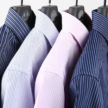 Мужские деловые повседневные рубашки с длинными рукавами классические мужские рубашки в полоску