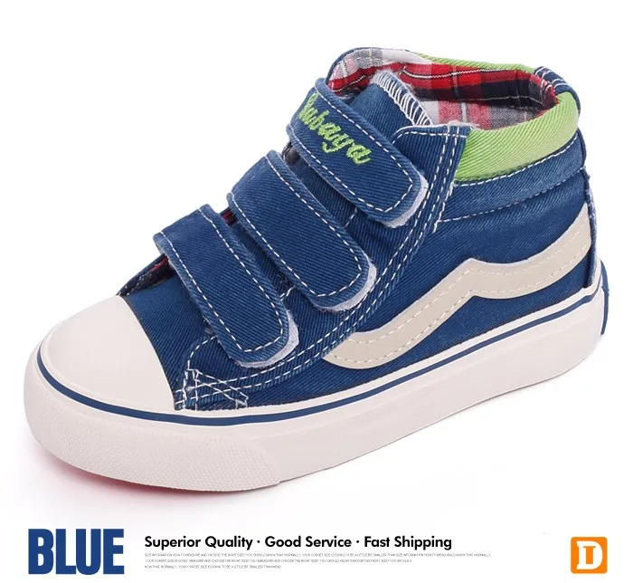 2016 New Jeans Children Shoes Brand Autumn Canvas Patchwork Hook Loop Rubber Kids Shoes Fabric Blue Navy Red Girls  Boys Sneaker 484 (3)