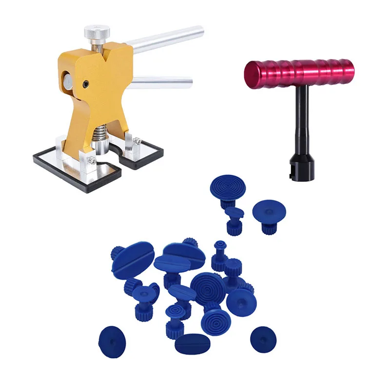 Mini Puller Lifter Small Red T Bar With 18pcs Blue Glue Tabs Auto Body