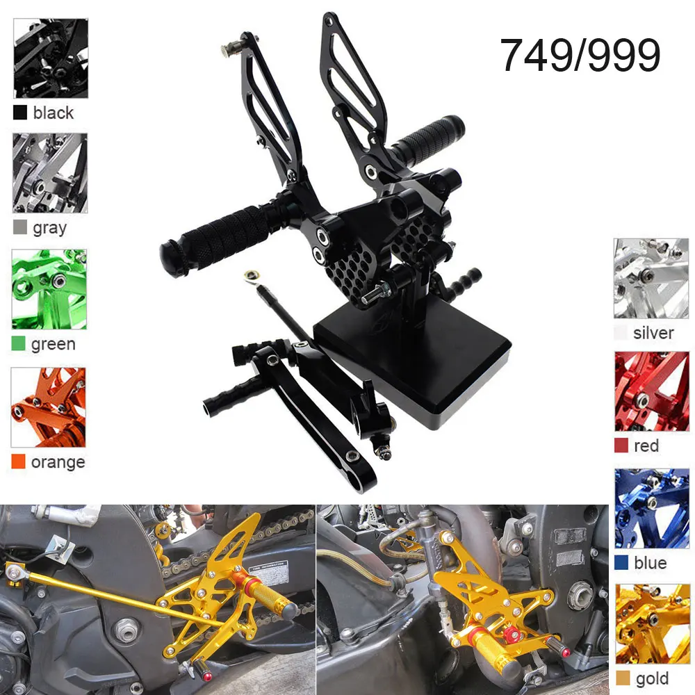 

CNC Aluminum Adjustable Rearsets Foot Pegs For Ducati 749 999