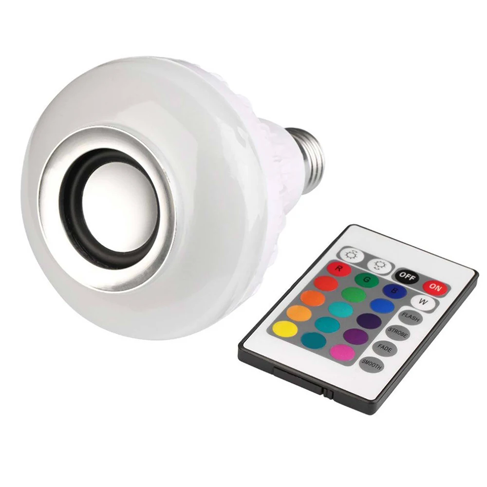 12W RGB лампа светодиодный светильник E27 Беспроводной Bluetooth Динамик умный светодиодный светильник музыкальный плеер аудио с удаленным Управление красочные в виде светодиодной лампы