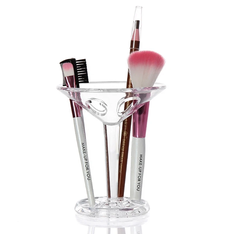 Wine glasses shaped organizer acrylic makeup tools shelf for cosmetic brushes housekeeping home
