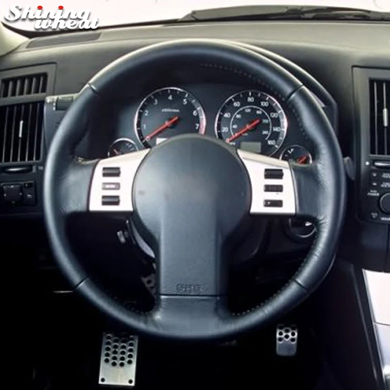 Черный кожаный чехол рулевого колеса автомобиля BANNIS для Infiniti FX FX35 FX45 2003 2007 Nissan 350Z