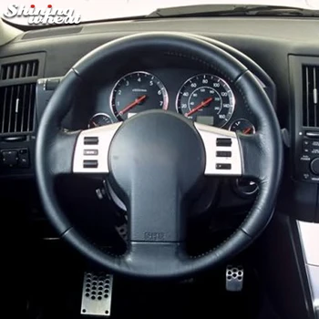 

Shining wheat Black Leather Car Steering Wheel Cover for Infiniti FX FX35 FX45 2003-2007 Nissan 350Z 2003-2006