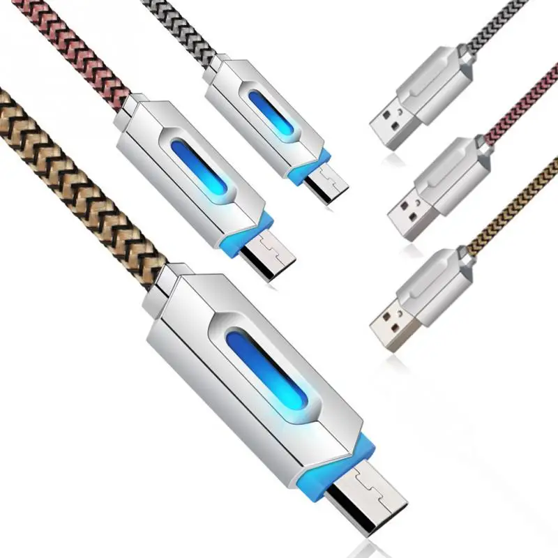 1 м плетение светодиодный световой синхронизация светящийся Micro USB кабель
