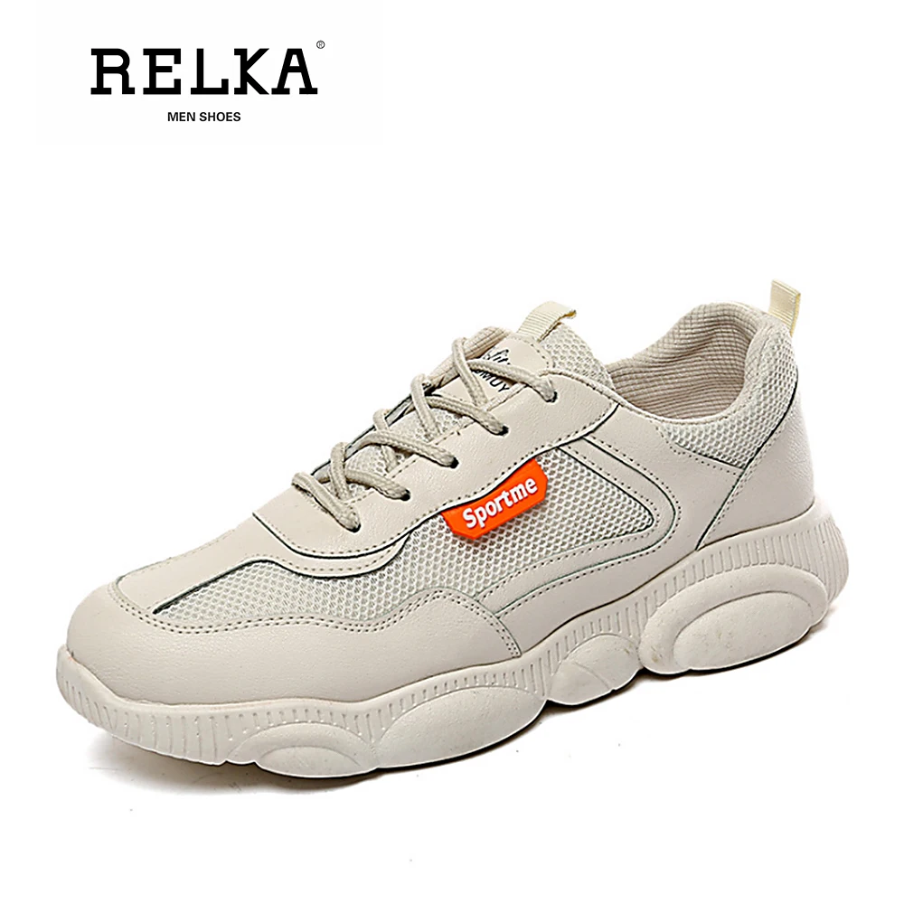 

RELKA Luxury Men Sneakers High Quality Microfber Classic Round Toe Comfortable Heels Shoes Handmade Casual Fixed Color Shoes P83