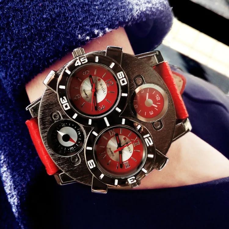 Модные мужские часы лучший бренд класса люкс Женские кварцевые часы кожа военные спортивные наручные часы большой циферблат крутой тренд