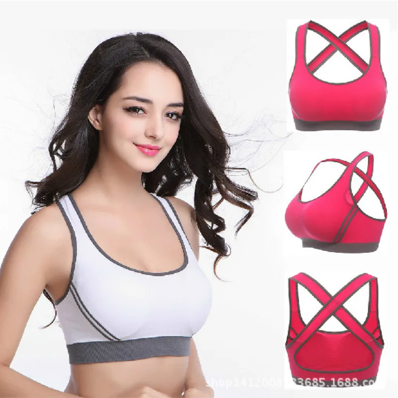 Women's Removable Padded Sports Bras Support Workout Bra Cross Back