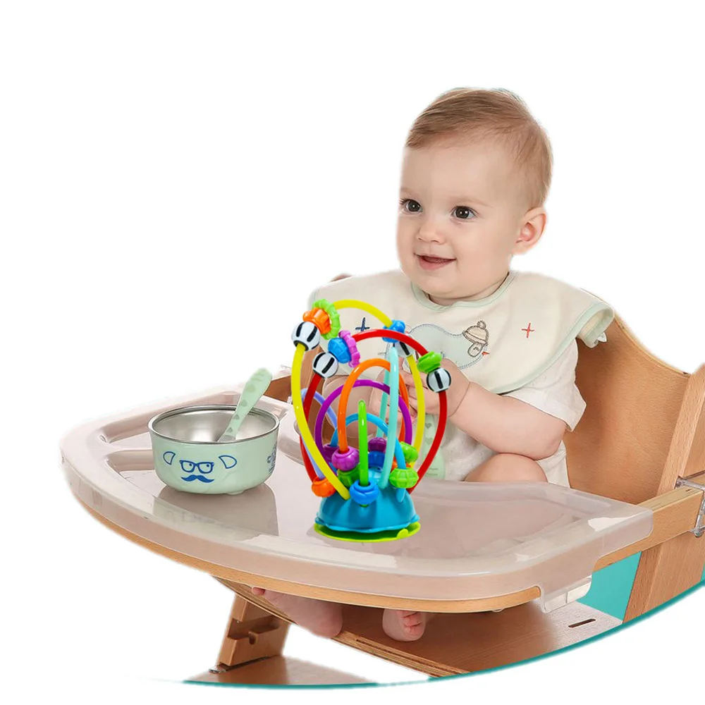 

Baby Colorful Beads Chair Dining Table Cart Sucker Creative Toy Stroller Toy Round Beads Table Suction Cup toy Baby Rattles