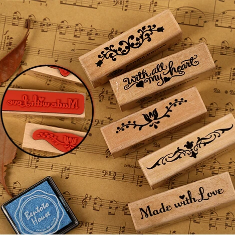 

Vintage decorative wood and rubber stamps with all my heart Multi-purpose scrapbook DIY tool