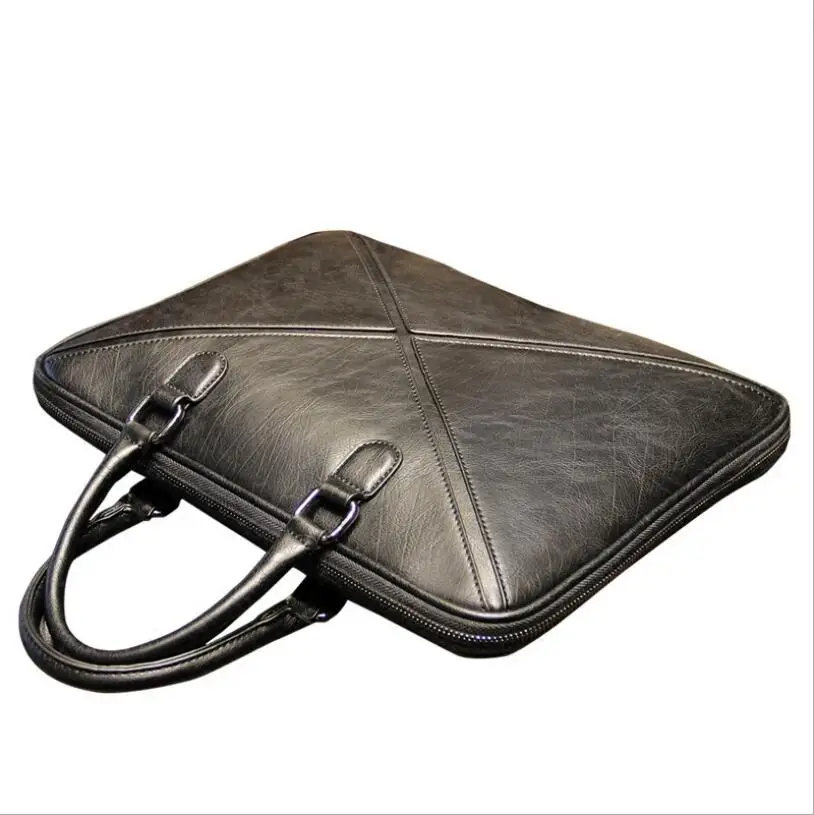 

Korean fashion men's handbag briefcase casual business Messenger bag OL style leather bag new 14 inches Computer Laptop Tote