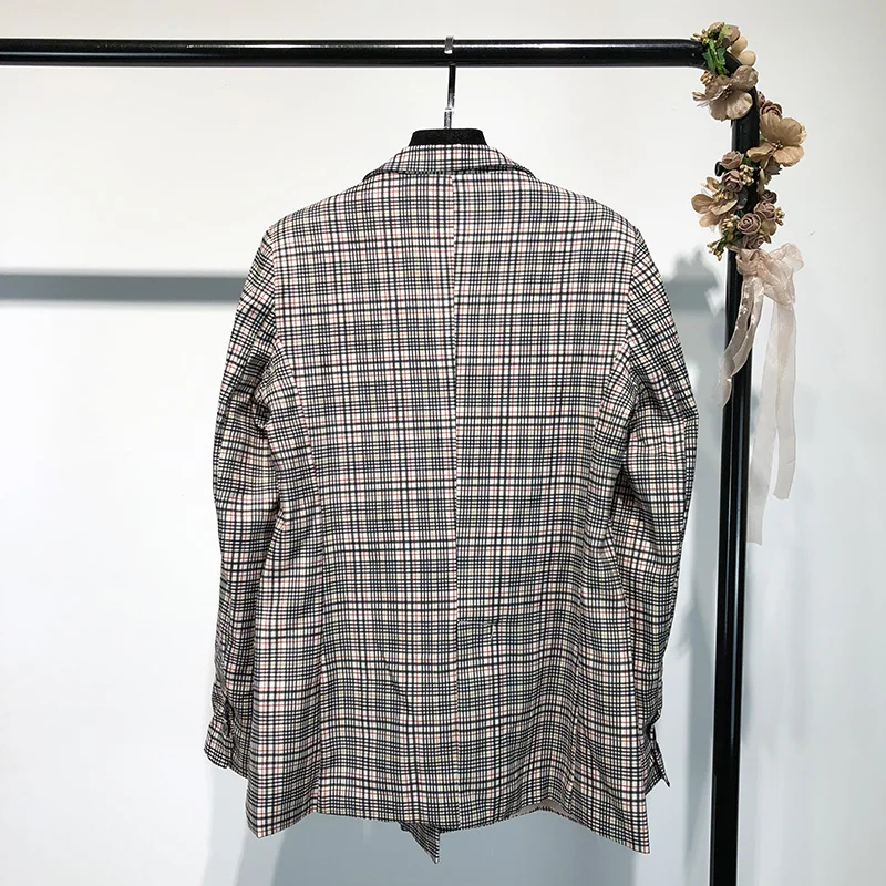 2018 Europe Style Women Plaid Blazer&Trouser Suits 2 Pieces Set Full Sleeve Long Pants Double Breasted Female Coat Elegant OL 2018 Europe Style Women Plaid Blazer&Trouser Suits 2 Pieces Set Full Sleeve Long Pants Double Breasted Female Coat Elegant OL