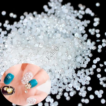 

1lot=1000pcs 1.5mm White Nail Art Pearls Small Flatback 2mm 3mm Off-white Shiny Round Facets Resin Round DIY Nail Design Beads