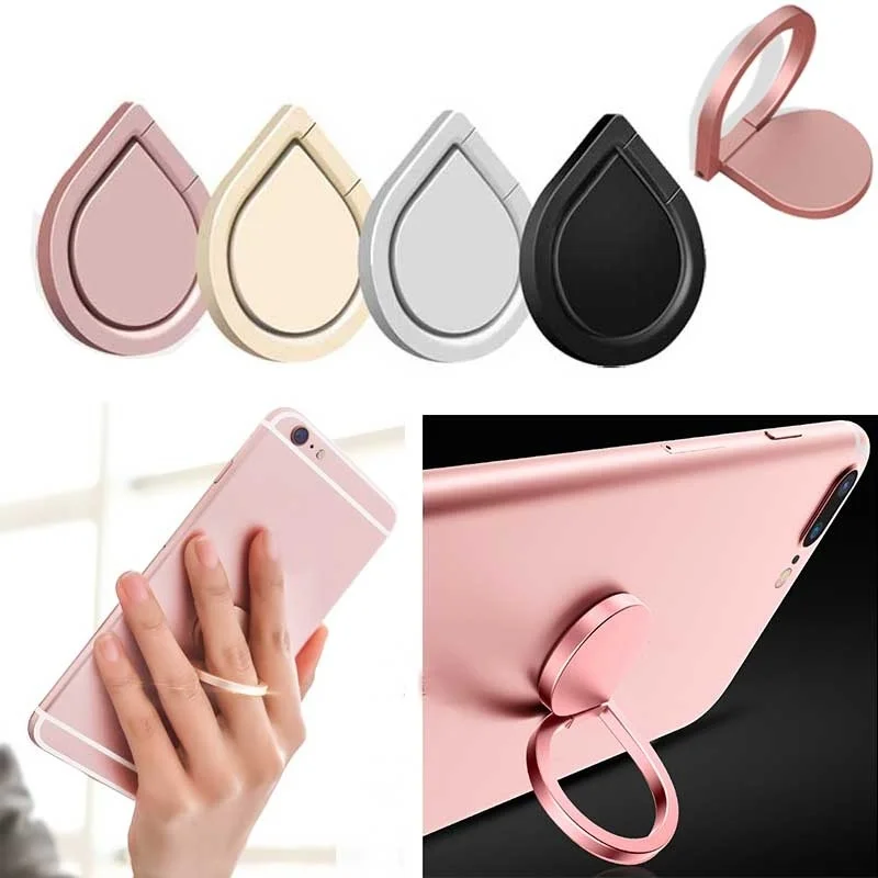 

360 Rotating Mobile Phone Finger Ring Holder Stand 180 Foldable Water Droplet Ring Grip Clip Telefon Tutucu Telefoon Houder