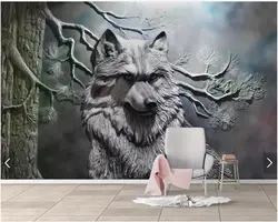 Пользовательские 3 Dpapel де parede, тиснением Лесной Волк росписи для гостиной спальни диван фоне стены украшения дома обои