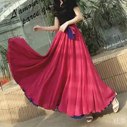 2019 плюс размеры Лето Богемия мода праздник танец двойной шифон Длинные женские юбки конструкции largas elegantes женские
