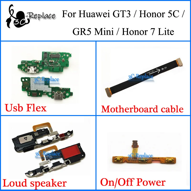 

For Huawei Honor 5C / Honor 7 Lite / GR5 Mini / GT3 NEM-L31 Usb Flex Motherboard cable Loud speaker On Off Power Flex Cable