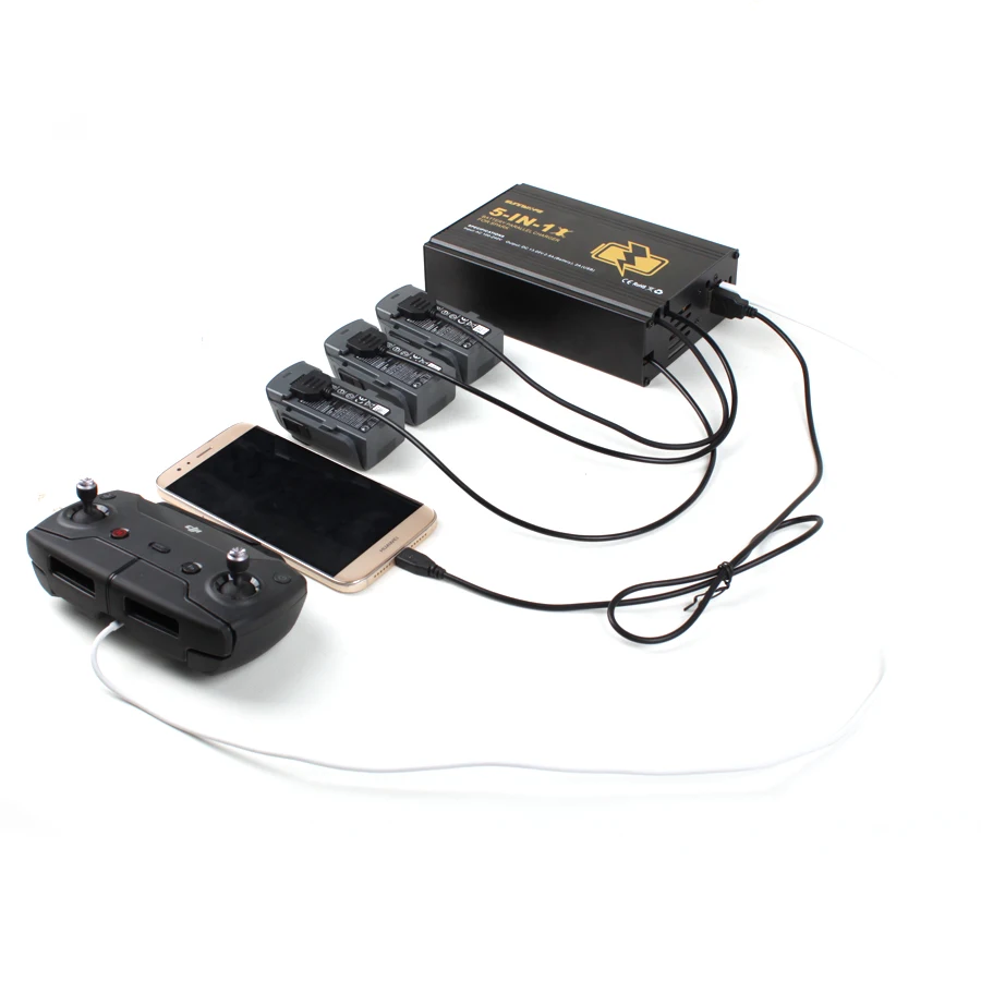 

Spark 5 in 1 Channel Battery Parallel Charger/USB Remote Controller Charger/USB Smartphone Charger for DJI Spark Accessories
