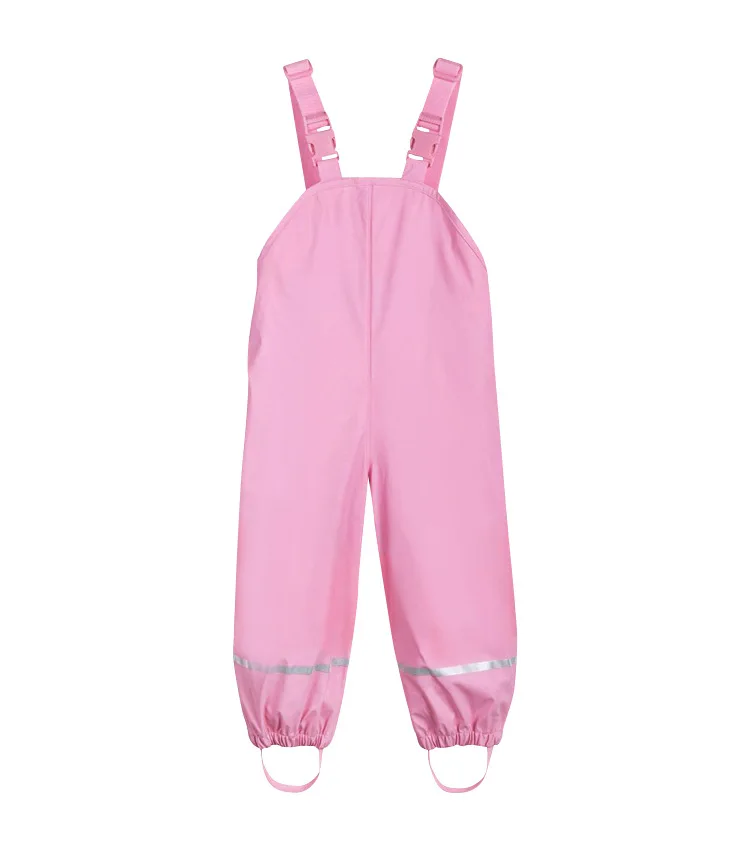 Коллекция года, детские непромокаемые брюки комбинезон для маленьких девочек водонепроницаемые штаны из искусственной кожи для мальчиков весенне-осенний комбинезон для малышей, Детский комбинезон для детей возрастом от 1 года до 10 лет - Цвет: Розовый