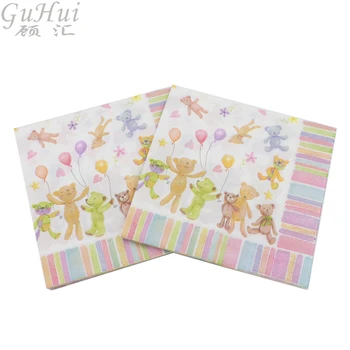 

100Pcs Cartoon Balloon Bear Colorful Tissue Disposable Paper Napkin Event Party Wedding Birthday Restaurant Table Decor Supplies