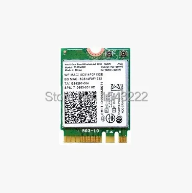 

Wifi Card For Intel Dual Band Wireless-AC 7260NGW 7260NGWAC 7260AC NGFF 867Mbps BT4.0 Wlan Card for HP 810 G2 ZBOOK 15 G2 9480M