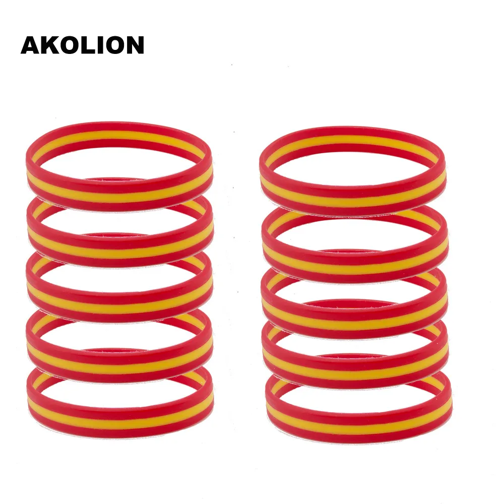 

Spain Flag Silicone Women Men's Bracelets Sports Wrist Strap jewelry 10pcs FB-0001