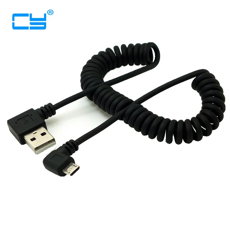 1 м 90 градусов USB Micro Угловой кабель для зарядки к пружинный выдвижной передачи