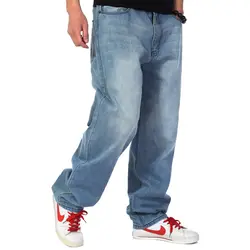 Бренды мужской уличной одежды хип-хоп дизайнер свободный крой мешковатые джинсы Для мужчин s хлопковые Прямые повседневные джинсы Для