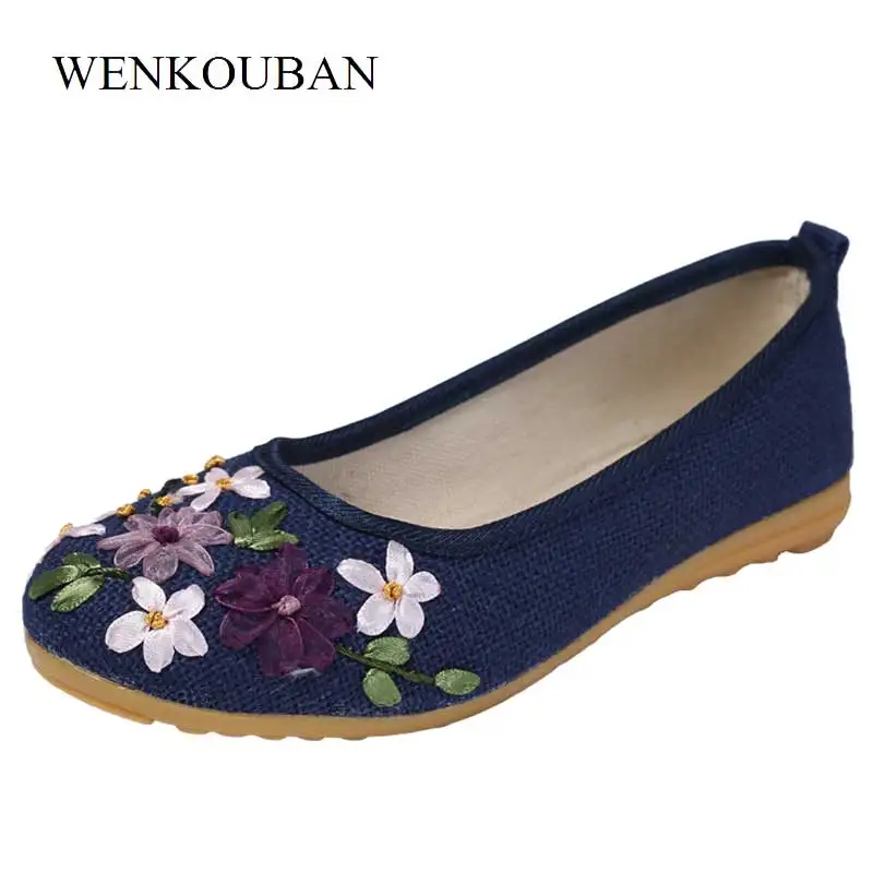 Buy Embroidery Shoes Women Ballet Flats Summer