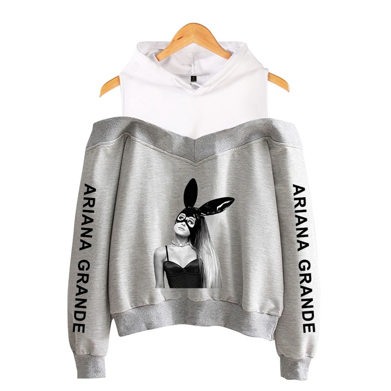 Ariana Grande Sweatshirt Dangerous Woman Tour Hip Hop Hooded Off-Shoulder Hoodie Women Clothes Harajuku Girl Hoodies Sweatshirts (3)