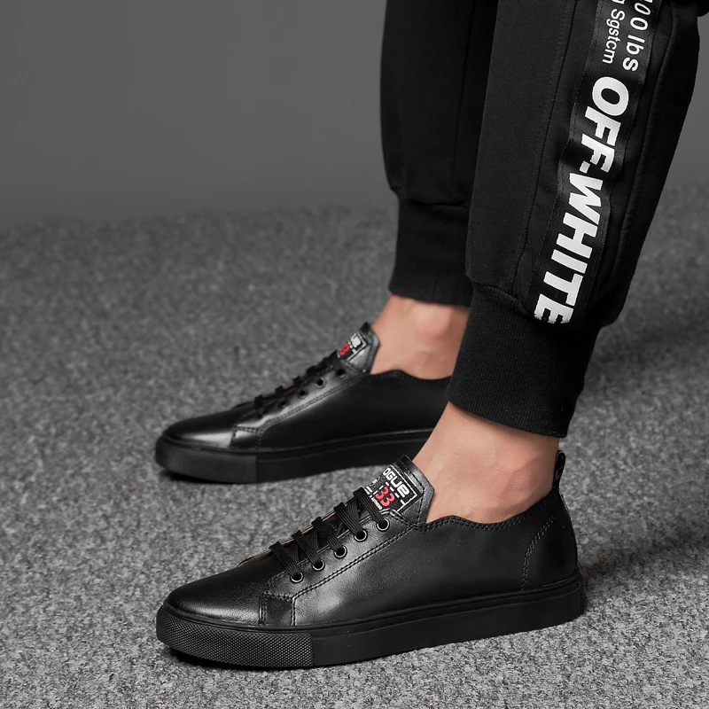 

Hot Sale Men Black White Shoes Fashion Spring Summer Casual Men Shoes Lace-up Breathable Men Casual Shoes 5