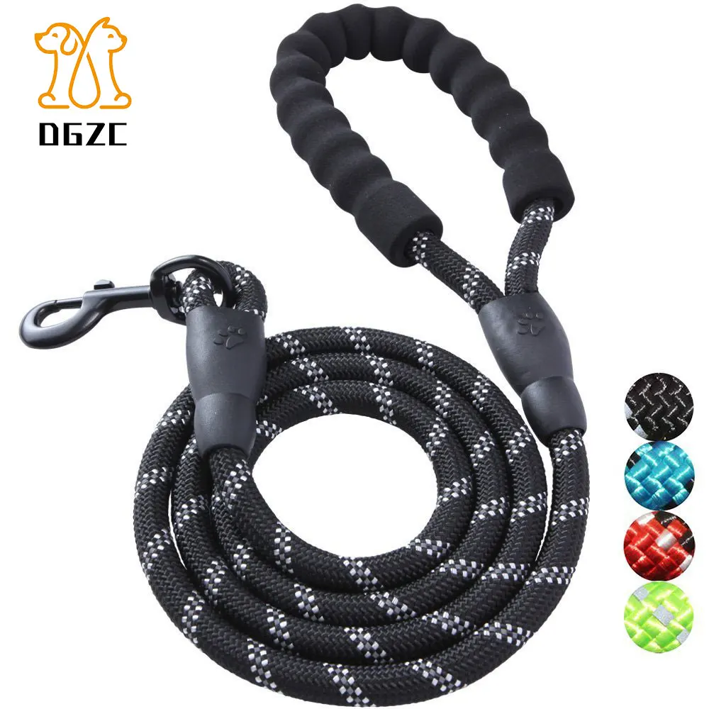 

5FT Reflective Pet Leash with Comfortable Padded Handle Trainer Leash for Night Safety Thick Durable Nylon Rope for Large Dog