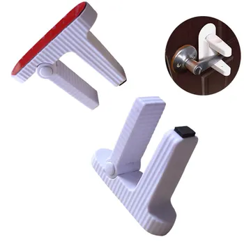 

Door Lever Lock Safety Children Proof Doors 3M Adhesive ABS Child Kids Safety Lock Compatible with Standard Door Lever Handles