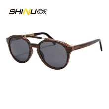 SHINU Marca gafas de Sol Mujeres Hombres Gafas Retro Hecho A Mano de Madera Gafas de Sol Gris Lente Polarizada Gafas Gafas de sol Gafas De Sol de Verano 73015