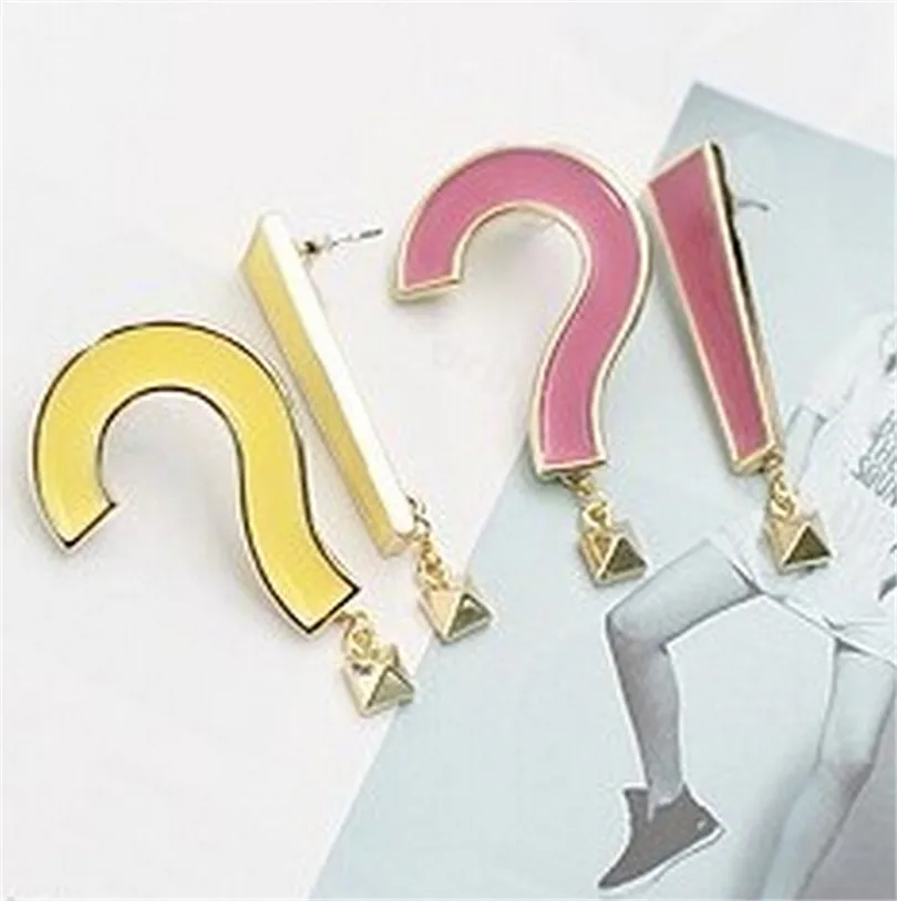 Fashion big asymmetric epoxy question mark exclamation point Stud